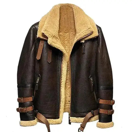 Men's B-3 Flying Aviator Shearling Leather Jacket