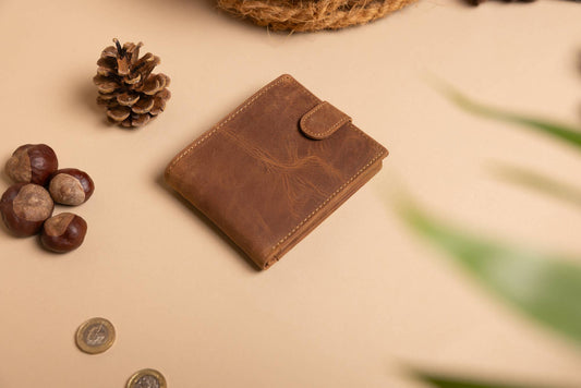 Cooper Allan Men's Bifold Cognac Brown Leather Wallet With Multiple Card Slot 4088