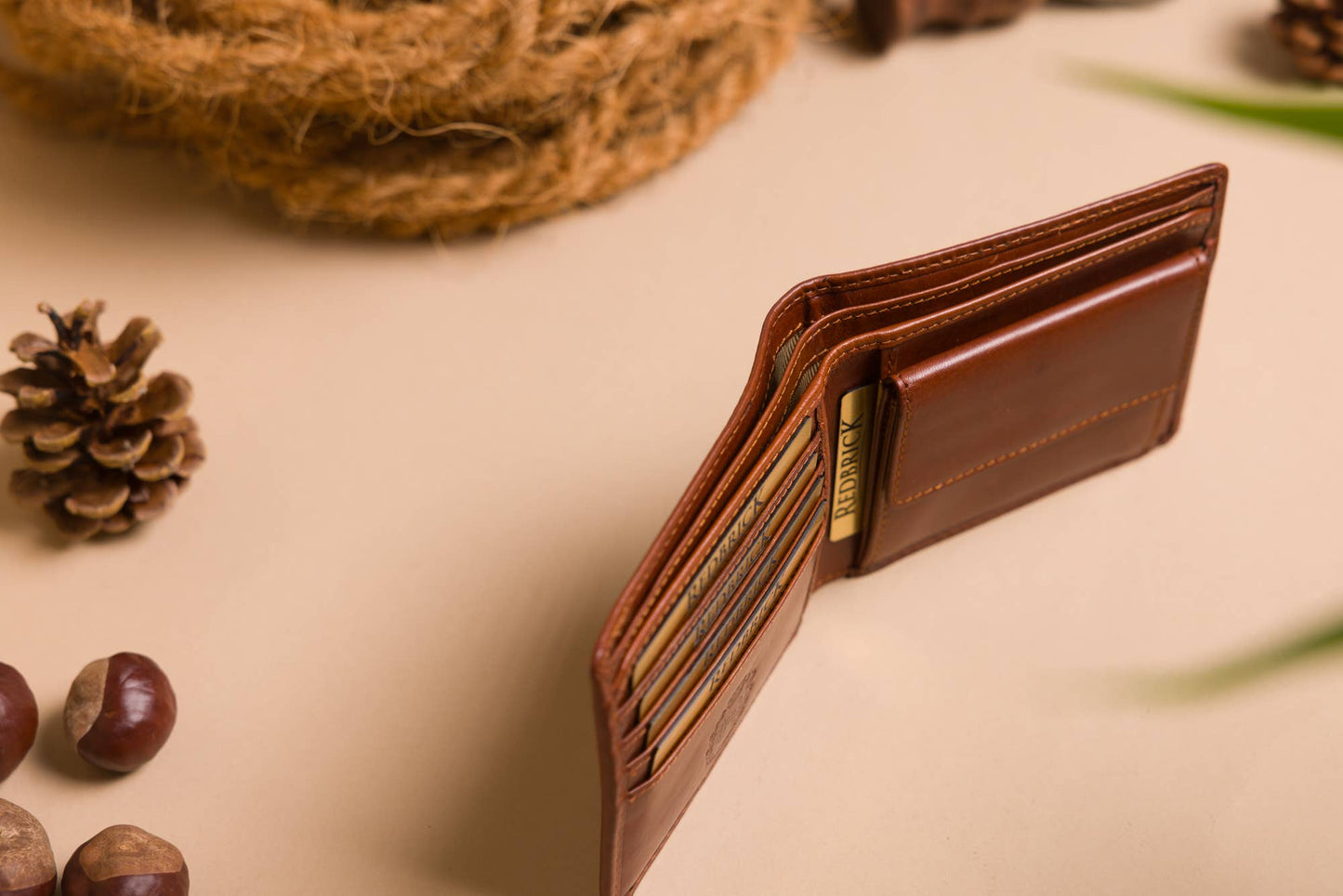 Redbrick Cognac Bifold Leather Wallet