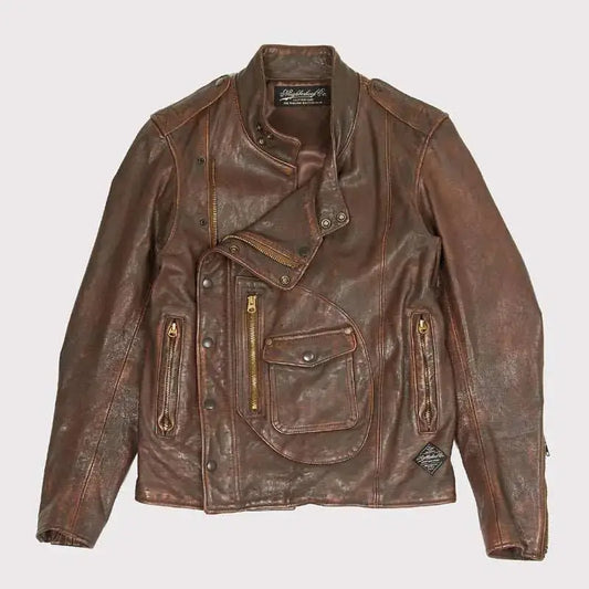 Distressed Brown Aviation Leather Jacket-0