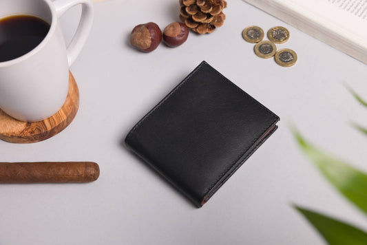 Cooper  Allan Men's Bifold Black & Brown Leather Wallet  22
