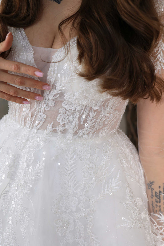 Nira narrow skirt a line wedding dress