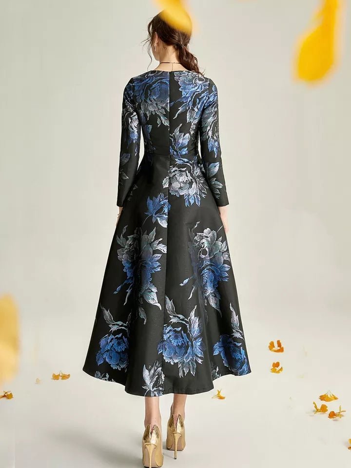 Cooper Allan The dark blue jacquard formal mum dress