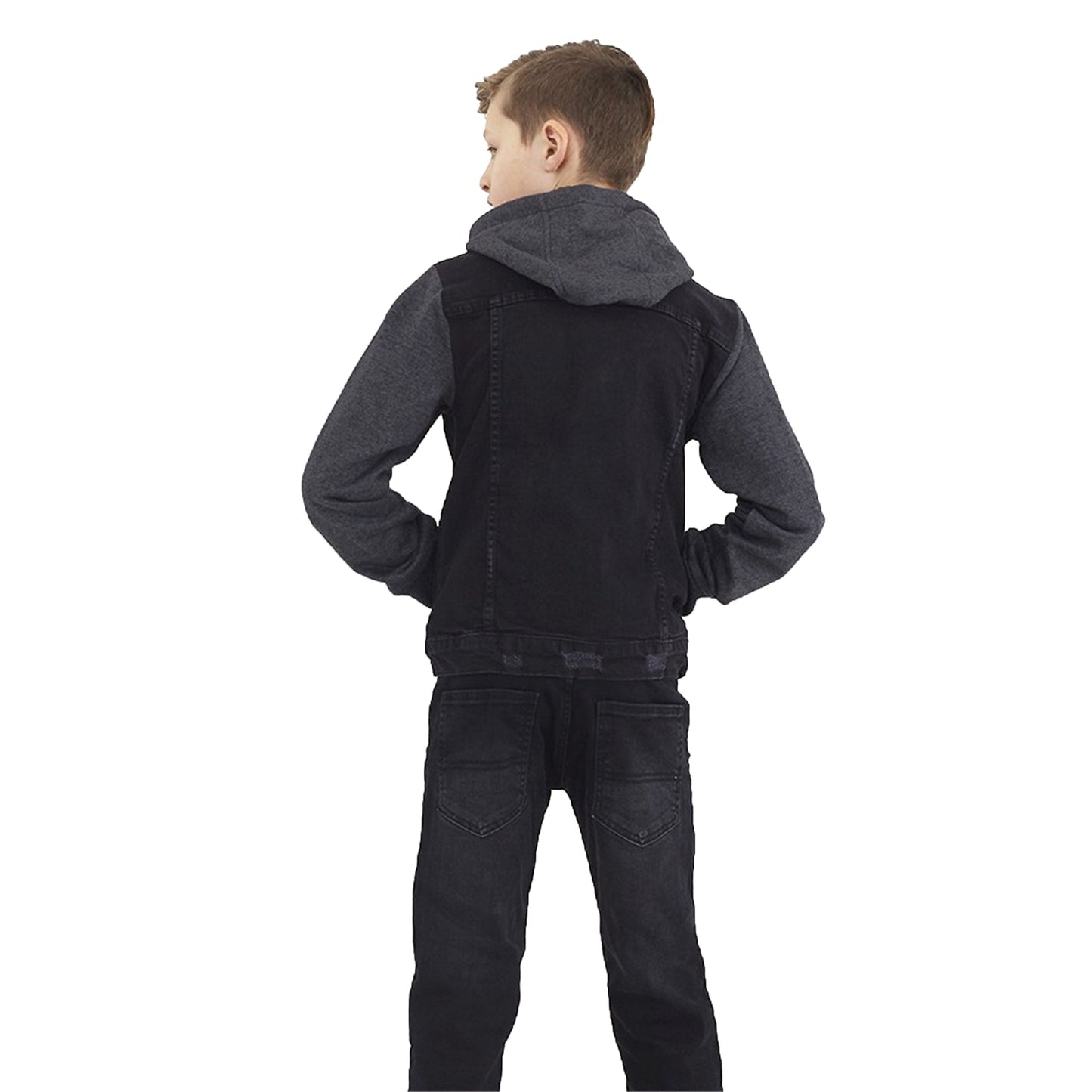 Cooper Allan Kids Boys Cotton Denim Contrast Hooded Jacket