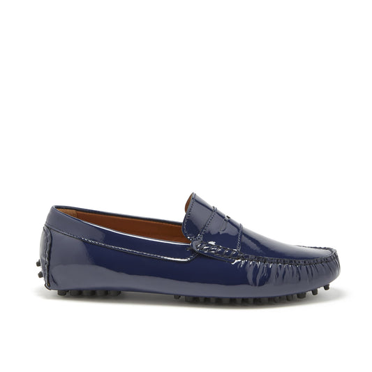 Penny Driving Loafers, navy blue patent leather-0