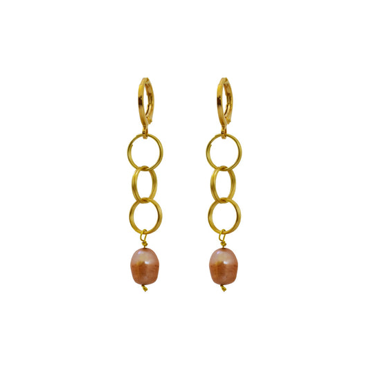 Pink freshwater pearl drop earrings | by Ifemi Jewels