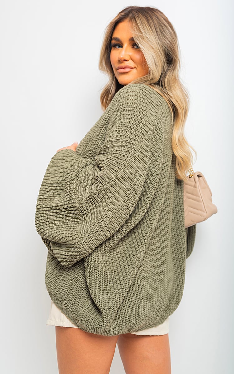 Moda Knitted Balloon Sleeve Cardigan