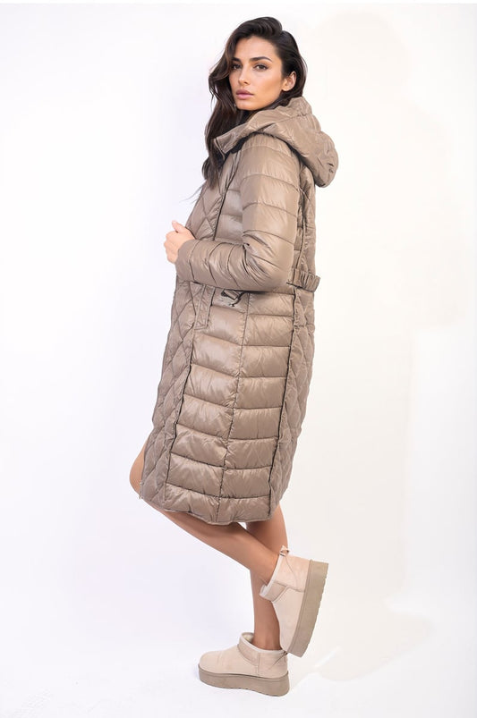 Moda Quilted Winter Jacket with Belt
