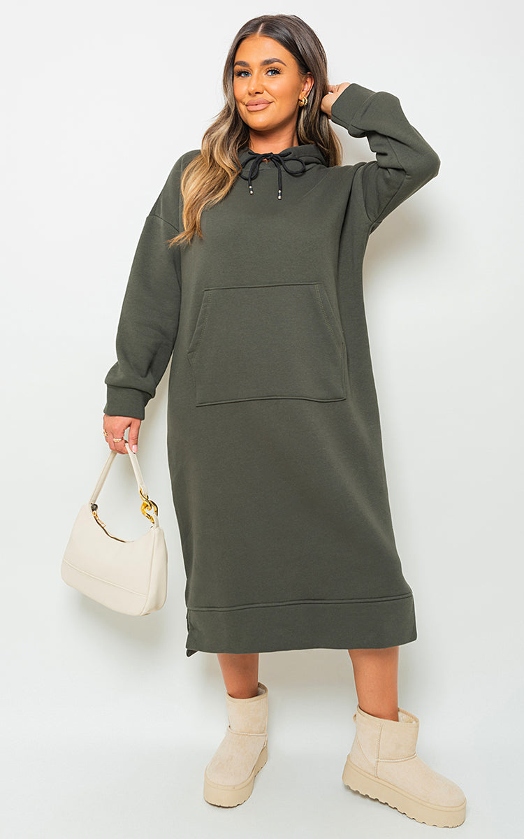 Moda Kangaroo Pocket Long Loose Hoodie