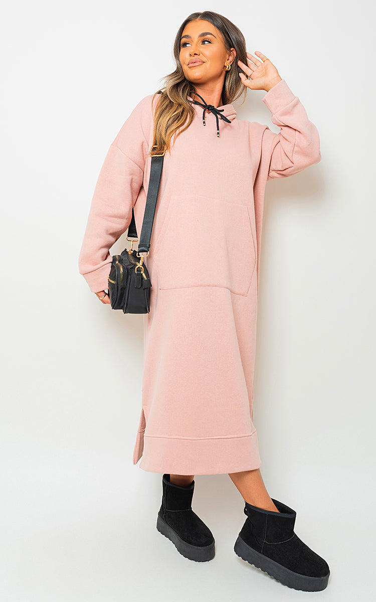 Moda Kangaroo Pocket Long Loose Hoodie