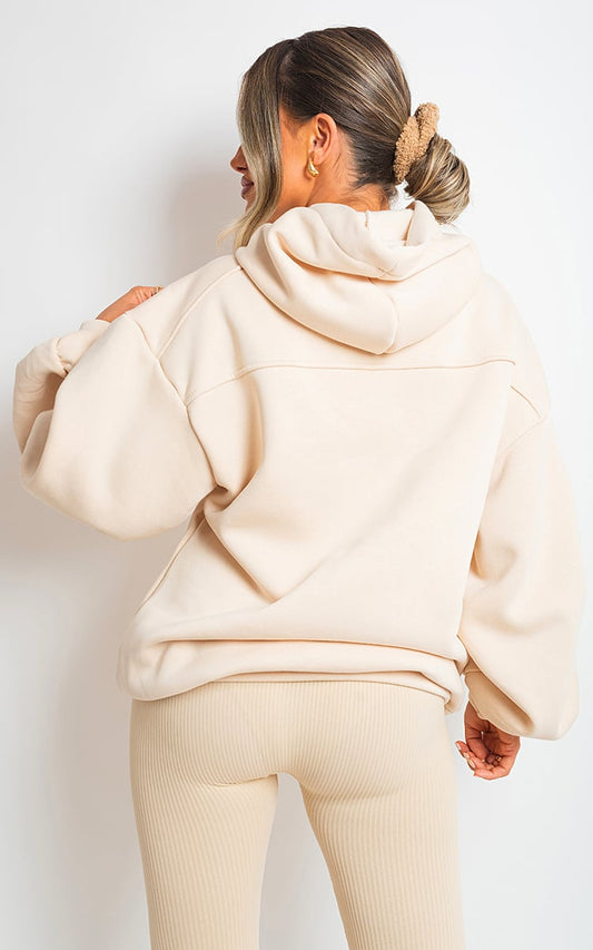 Moda Fall Winter Oversized Ruched Sleeves Hoodie