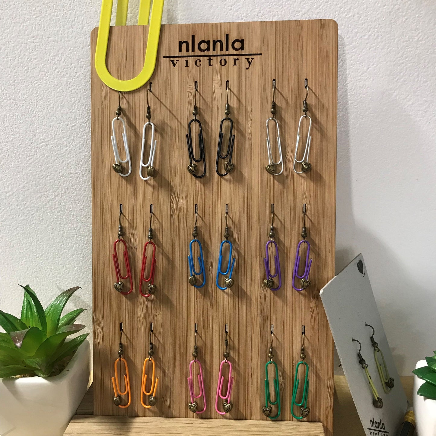 White Personalised Paperclip Earrings | by lovedbynlanla