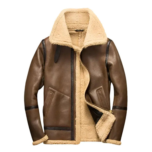 Men’s Luxury Light Brown Shearling Aviator Jacket