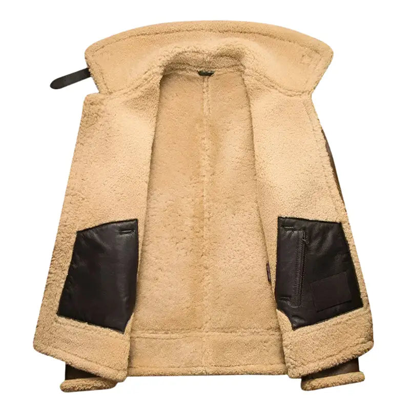 Men’s Luxury Light Brown Shearling Aviator Jacket