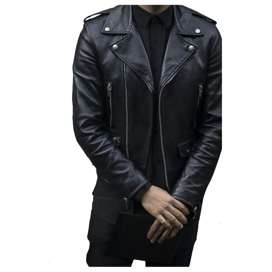 Men's Classic Rocker Slim Fit Biker Leather Jacket-0