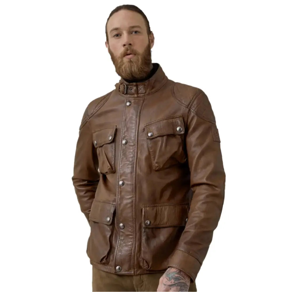 Men’s Walnut Leather Field Jacket for Men