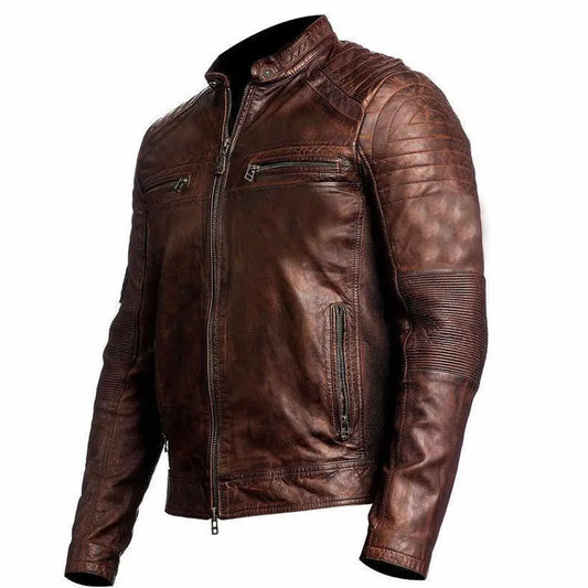 Waxed Leather Motorcycle Jacket