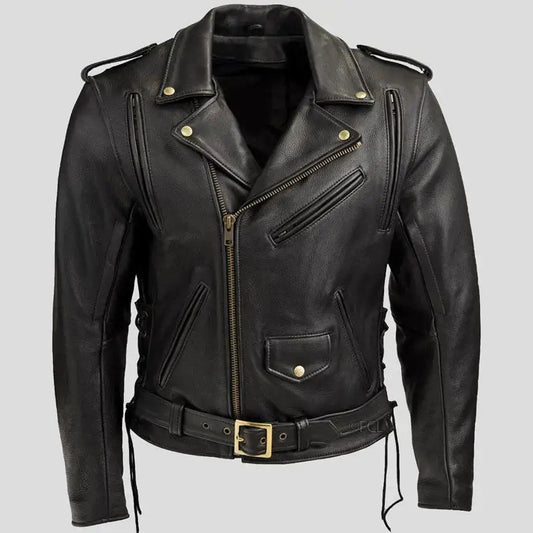 Men's Black Classic Motorcycle Riding Jacket-0