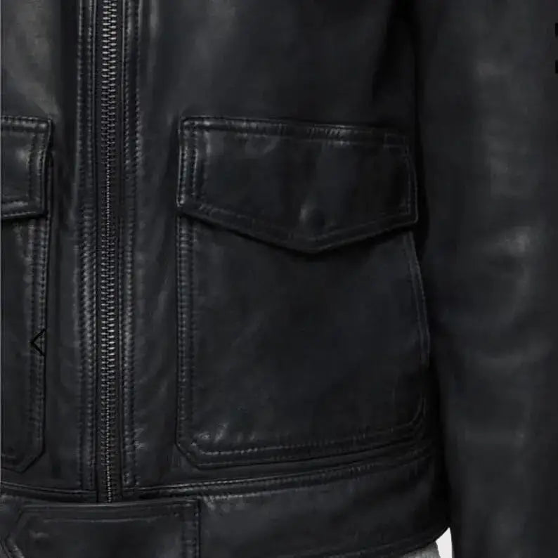 Men’s Black Leather Air Force Bomber Jacket