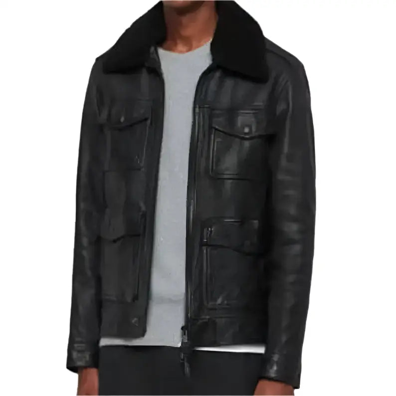 Men’s Black Leather Air Force Bomber Jacket