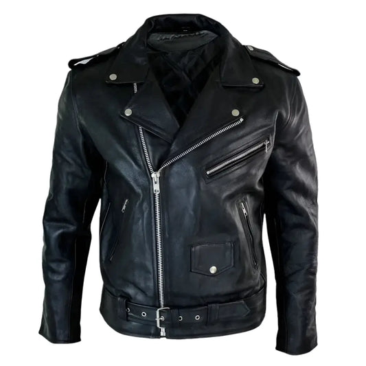Men’s Brando-Style Retro Biker Jacket-0