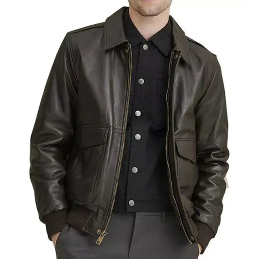 Mens Brown A2 Flight Aviator Jacket