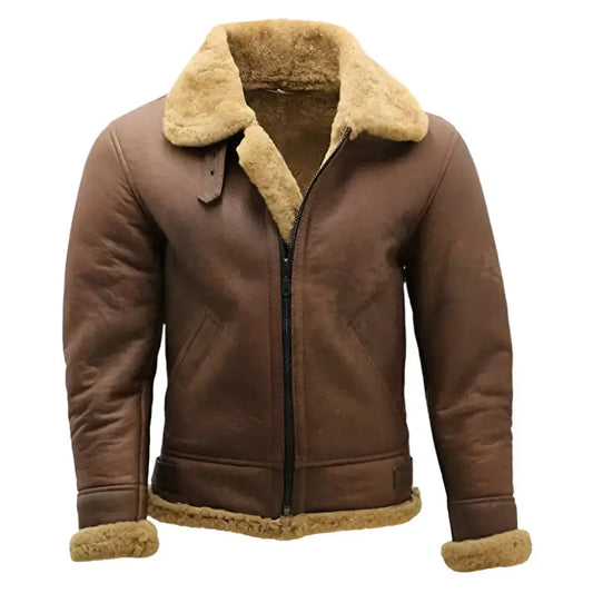 Mens Brown B3 Shearling Bomber Jacket