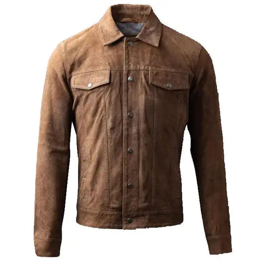 Men’s Cognac Suede Leather Jacket – Classic Style-0