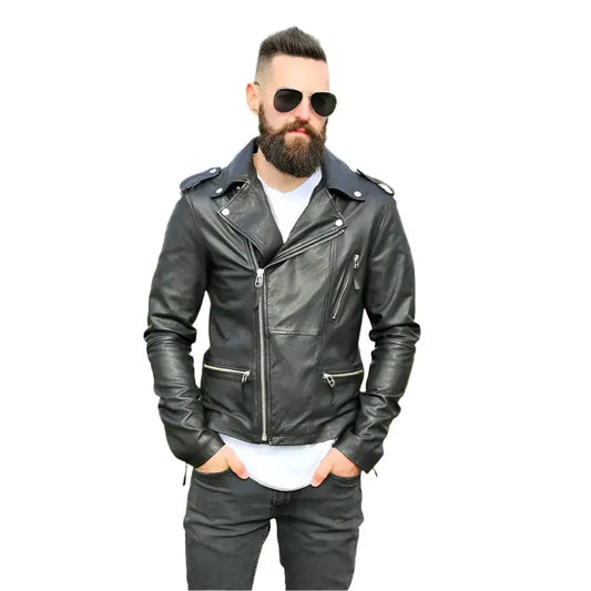 Men’s Sheepskin Leather Biker Jacket