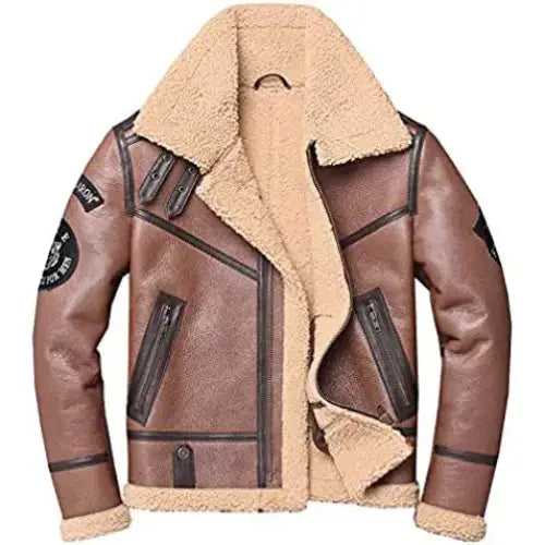 Mens Genuine Leather Aviator Jacket-0
