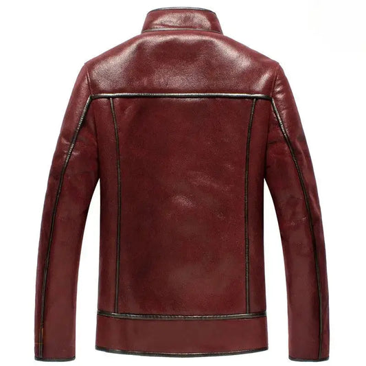 Men’s Maroon Classic Sheepskin Shearling Aviator Jacket