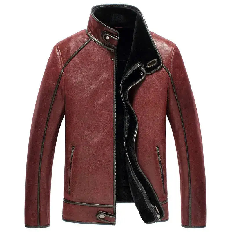 Men’s Maroon Classic Sheepskin Shearling Aviator Jacket