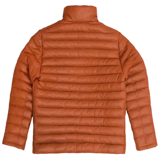 Mens Quilted Lambskin Leather Puffer Jacket