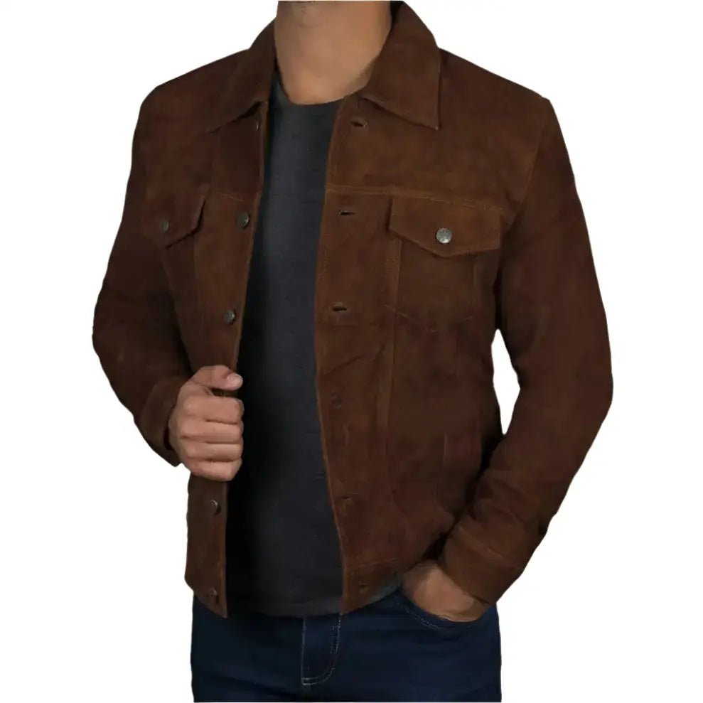 Men's Premium Logan Brown Suede Leather Jacket