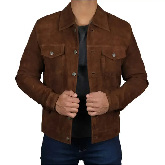 Men's Premium Logan Brown Suede Leather Jacket