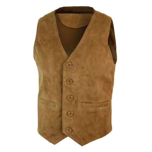 Men's Retro Vintage Suede Leather Western Waistcoat Vest