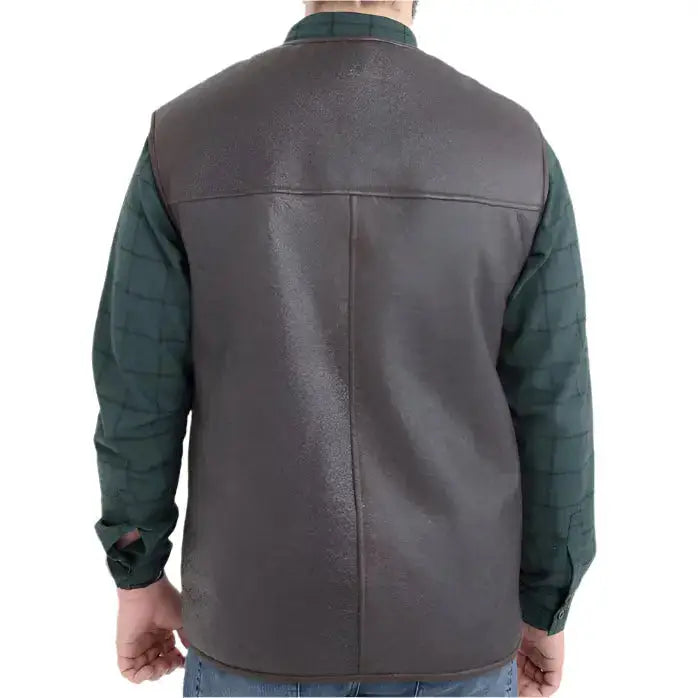 Men’s Western Sheepskin Vest with Hidden Zip Front Pocket