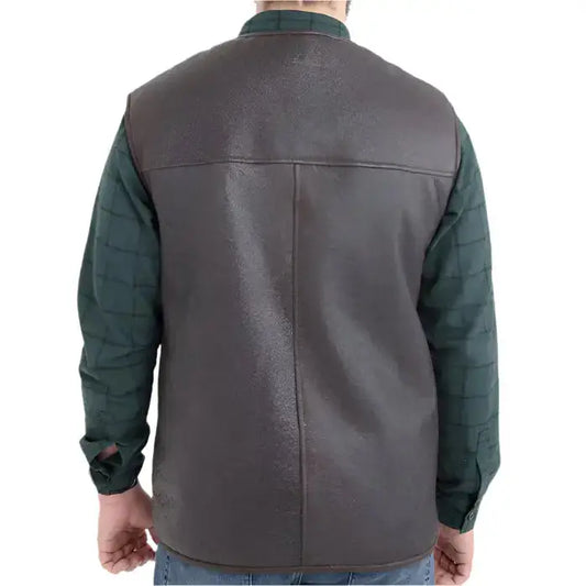 Men’s Western Sheepskin Vest with Hidden Zip Front Pocket