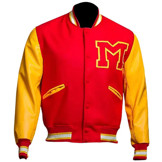 Men's MJ Michael Jackson Thriller Varsity Bomber Jacket – Red M Patch
