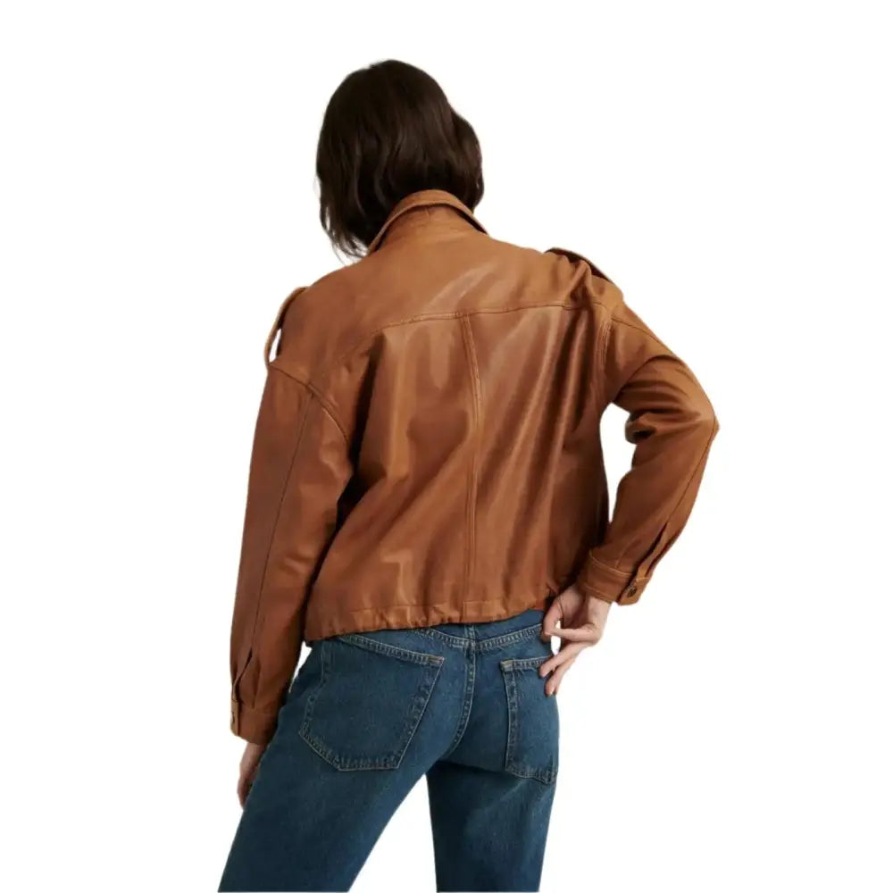 Women’s Brown Leather Jacket – New Stylish Design-1