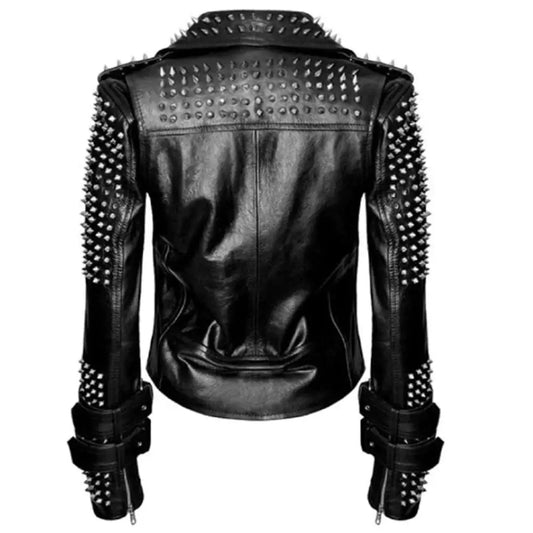 Women’s Punk Rock Black Studded & Spiked Leather Jacket