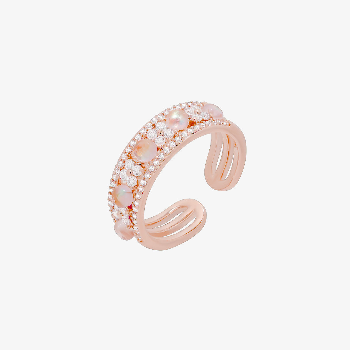 Moonstone flower layered ring