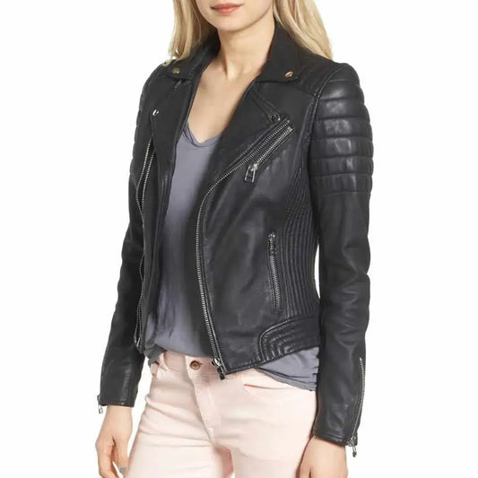 Women’s Slim Fit Black Classic Motorcycle Leather Jacket