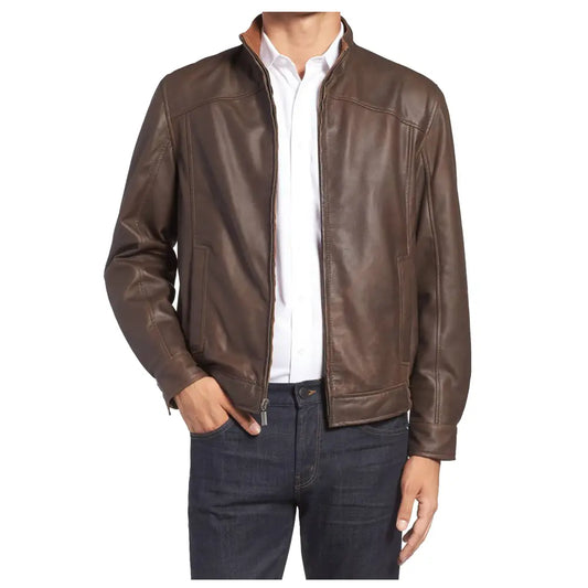 Men’s Classic Leather Biker Jacket-0