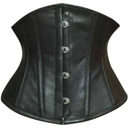 Women’s Steel-Boned Heavy Duty Genuine Leather Underbust Waist Corset-0