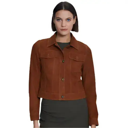Women's Tan Western Suede Jacket-0