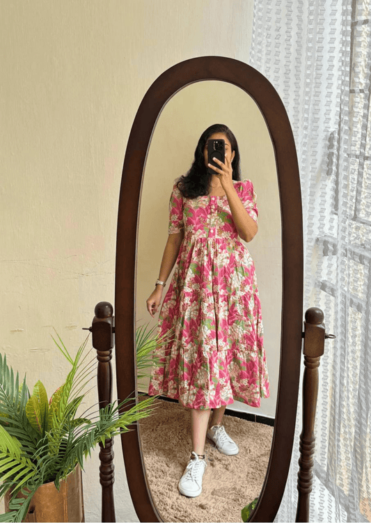 Timeless Floral Soft Cotton Midi Dress-0