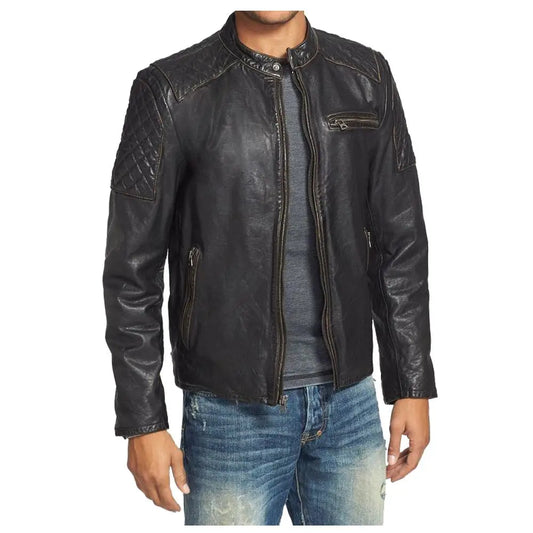 Men's Vintage Black Bomber Fashion Leather Jacket