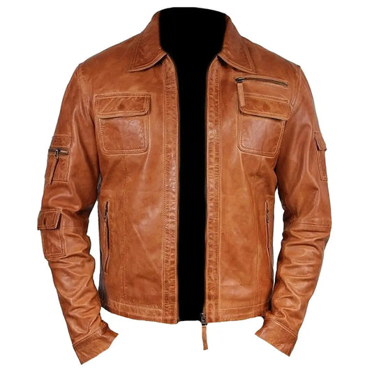 Men's Leather Motorcycle Jacket-0