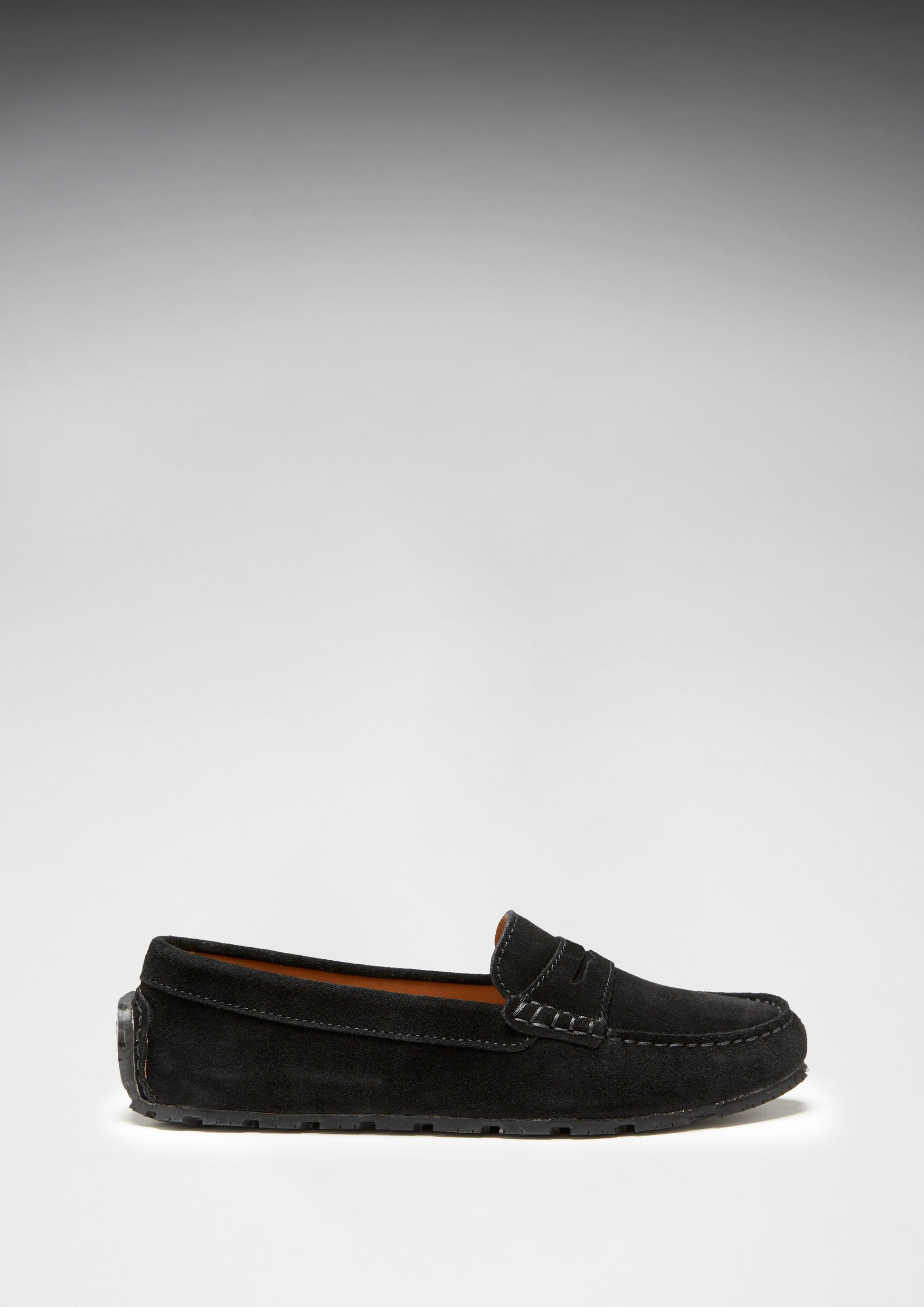 Women's Tyre Sole Penny Loafers, black suede-2